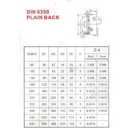 Drehfutter 3-B Präzisionsdrehfutter D=200, DIN6350, Guss, einteilige Backen, frontgebohrt